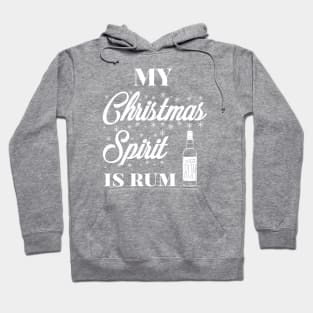 My Christmas spirit is rum, Funny Christmas pun, Alcohol holiday humour Hoodie